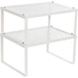 Cabinet Shelf Organizers, Stackable, Expandable, Set of 2 Metal Counter Shelves